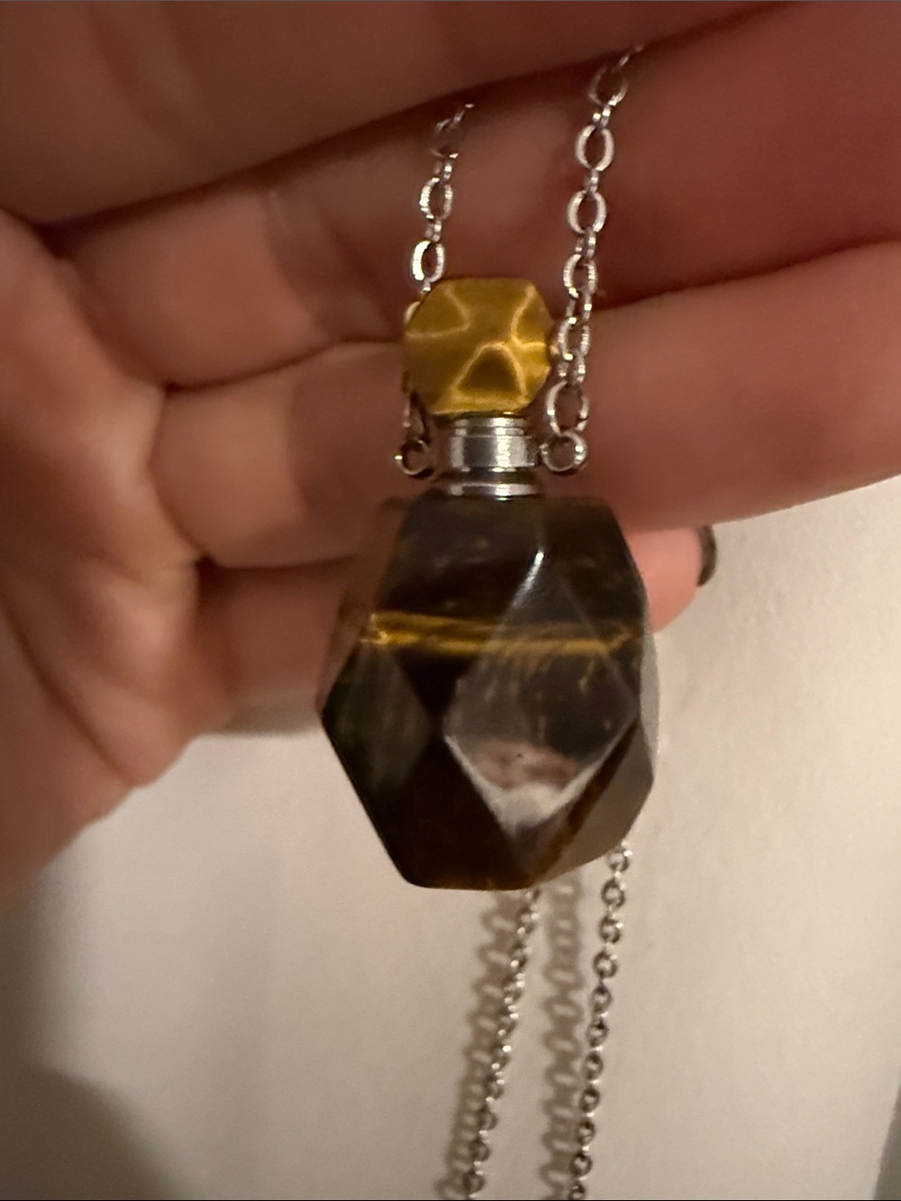 Tigers Eye poison bottle necklace